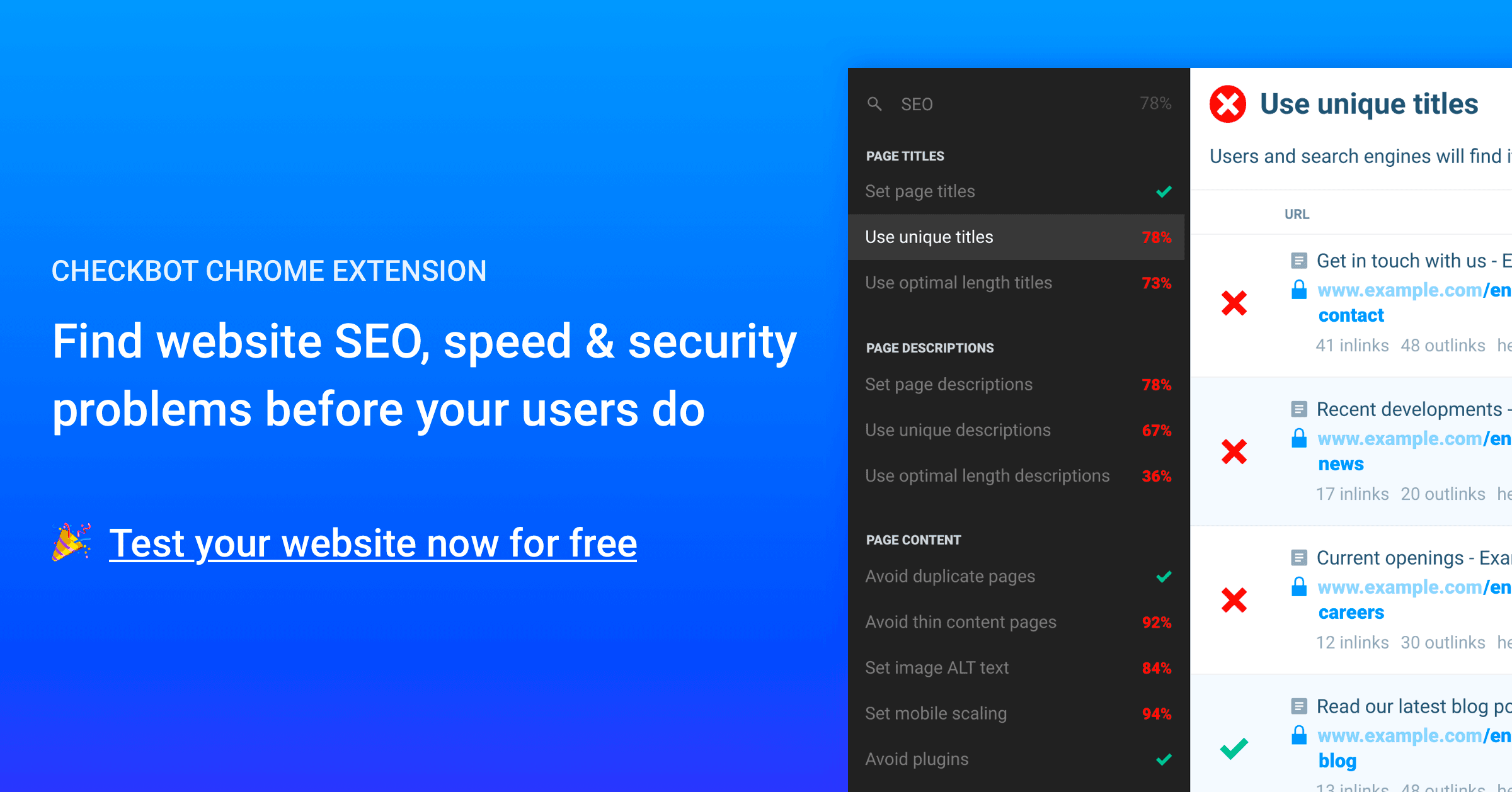 Checkbot: SEO checker extension
