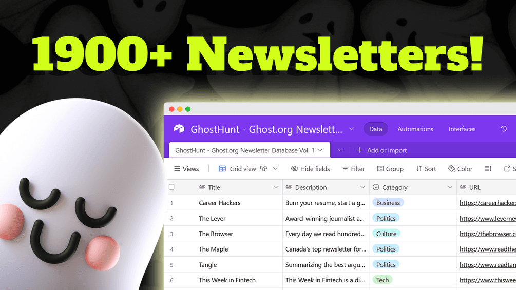 GhostHunt - Ghost.org Newsletters Database